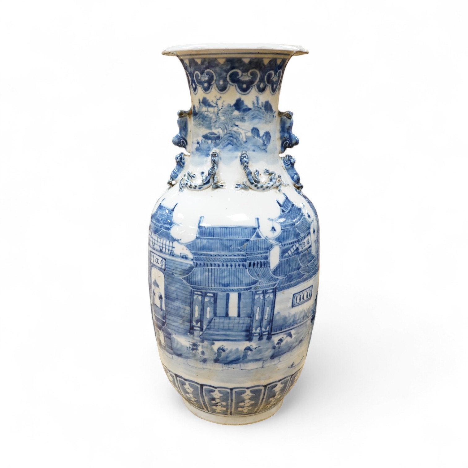 A large 19th century Chinese blue and white ‘city gates’ vase, 47cm